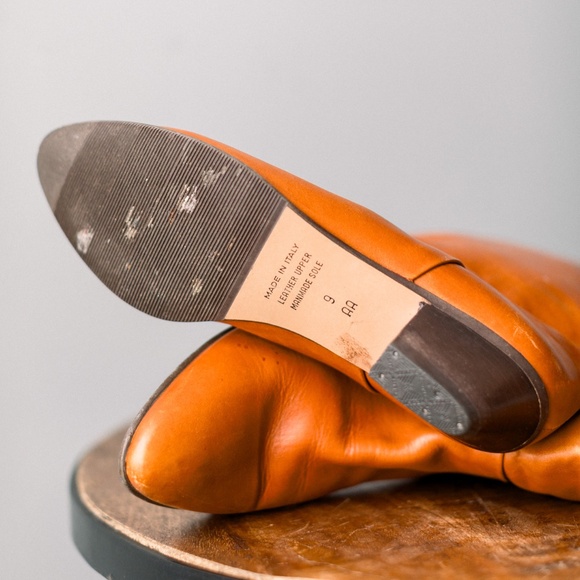 Sudini Vintage - Golden Caramel Italian Leather - Lace Back Boots -W Size 9 - Picture 8 of 11